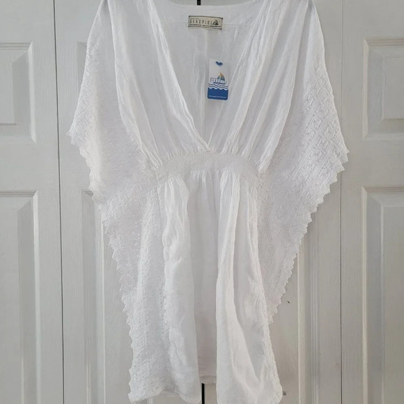 Seaspice Women's White Cotton Cover-Up Dress Size Large - Picture 7 of 9